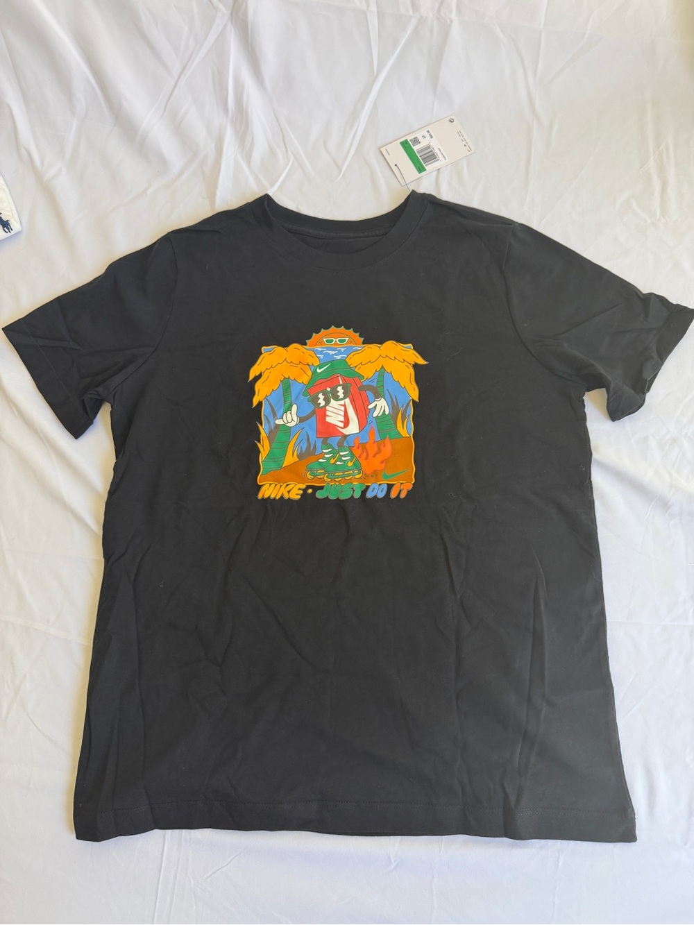 Kids/Youth Nike Black Tee with Colorful Tropical Character Graphic sz XL